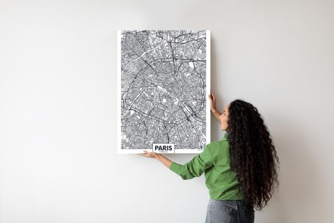 Plakat Paryż - Czarno-Biały Plan Miasta