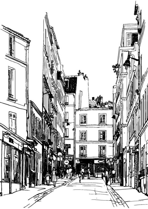Plakat Uliczka Przy Montmartre W Paryżu - Szkic