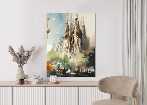 Plakat Abstrakcyjna Ilustracja Kościół Sagrada Familia