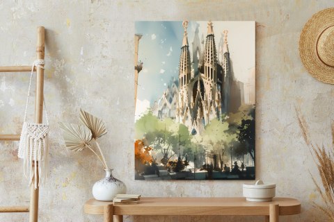Plakat Abstrakcyjna Ilustracja Kościół Sagrada Familia