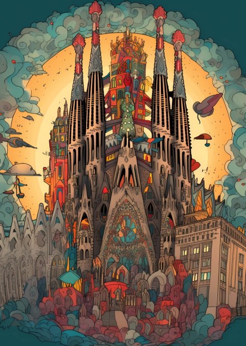 Plakat Abstrakcyjna Koncepcja Kościoła Sagrada Familia