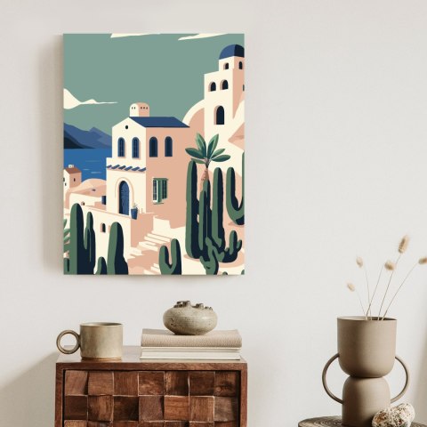 Plakat Architektura I Roślinność Na Wyspie Santorini