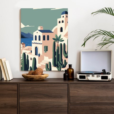 Plakat Architektura I Roślinność Na Wyspie Santorini