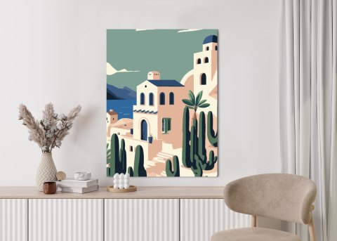 Plakat Architektura I Roślinność Na Wyspie Santorini