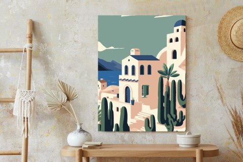 Plakat Architektura I Roślinność Na Wyspie Santorini