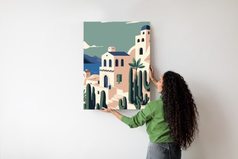 Plakat Architektura I Roślinność Na Wyspie Santorini