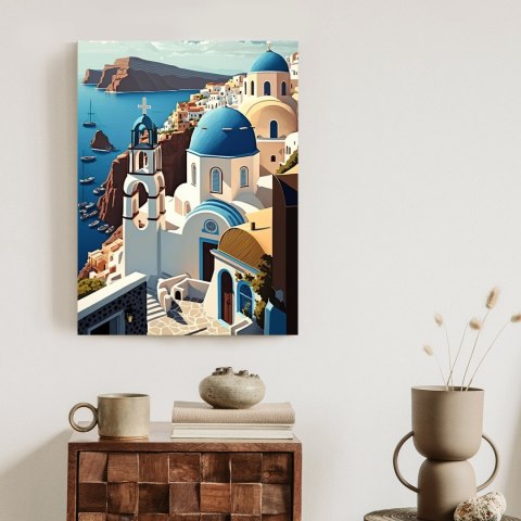 Plakat Architektura Santorini Z Widokiem Na Morze Egejskie