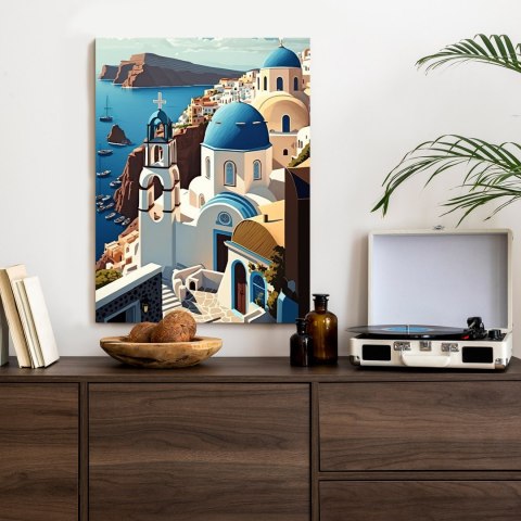 Plakat Architektura Santorini Z Widokiem Na Morze Egejskie