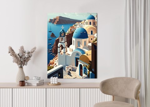 Plakat Architektura Santorini Z Widokiem Na Morze Egejskie