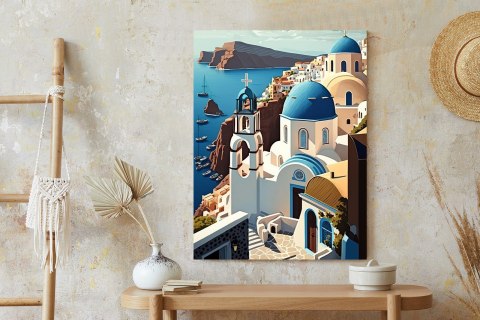 Plakat Architektura Santorini Z Widokiem Na Morze Egejskie