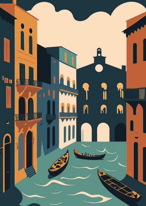 Plakat Canal Grande Z Gondolami W Wenecji Ilustracja