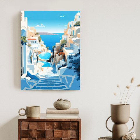 Plakat Charakterystyczna Grecka Architektura Santorini