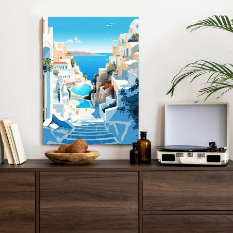 Plakat Charakterystyczna Grecka Architektura Santorini