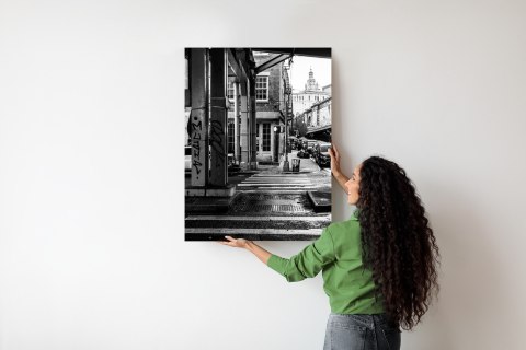 Plakat Czarno Biała Architektura Na Ulicy W Barcelonie