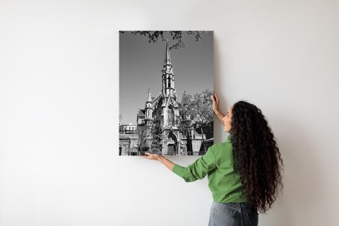 Plakat Czarno Biały Kościół W Barcelonie