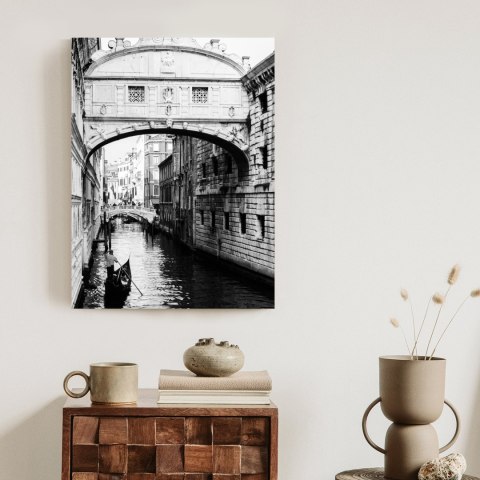 Plakat Gondola Na Czarno Białym Weneckim Kanale