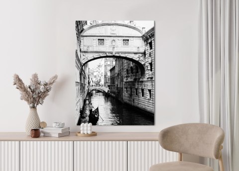 Plakat Gondola Na Czarno Białym Weneckim Kanale