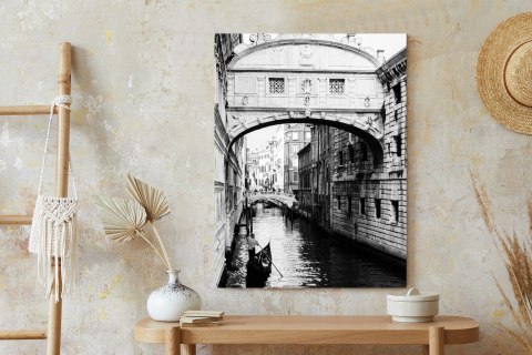 Plakat Gondola Na Czarno Białym Weneckim Kanale