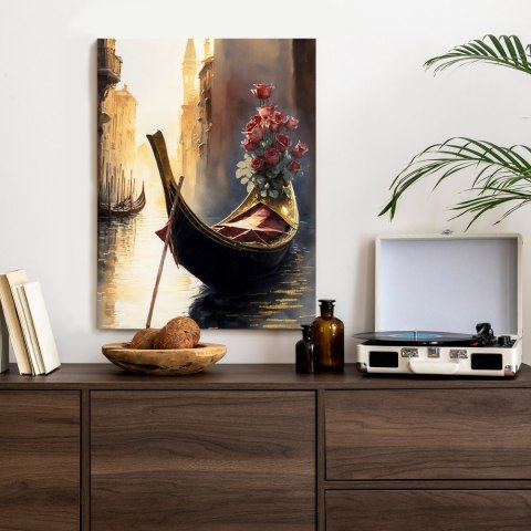 Plakat Gondola Z Bukietem Róż W Wenecji