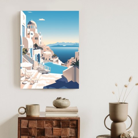 Plakat Grecka Architektura Na Santorini I Błękitne Morze