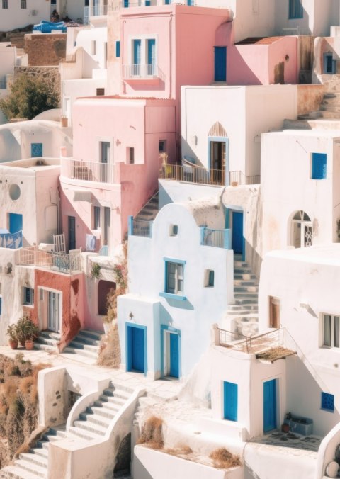 Plakat Kolorowa Grecka Architektura