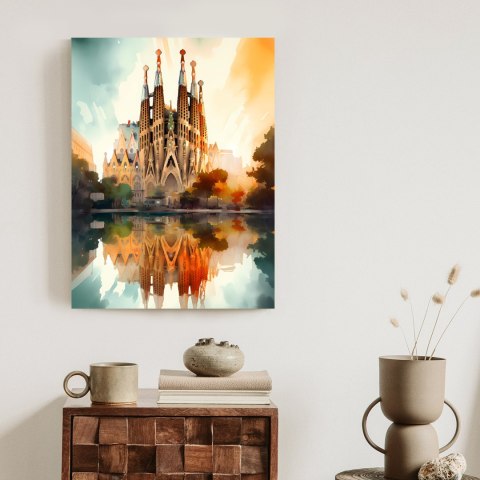 Plakat Kościół Sagrada Familia Malowany Akwarelą