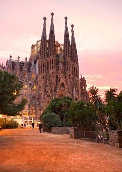 Plakat La Sagrada Familia Podczas Zachodu Słońca