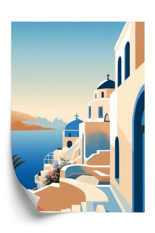 Plakat Malowniczy Widok Na Santorini Ilustracja