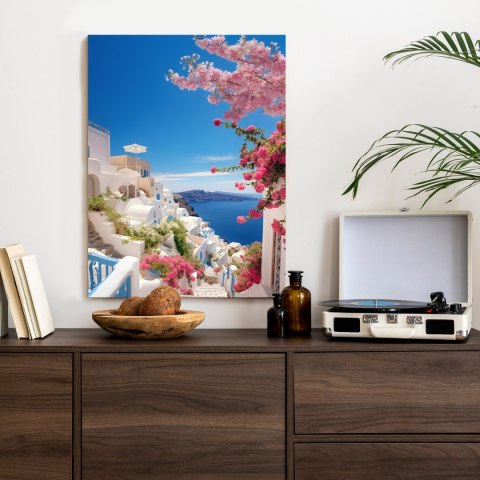 Plakat Malowniczy Widok Na Santorini Z Błękitnym Morzem