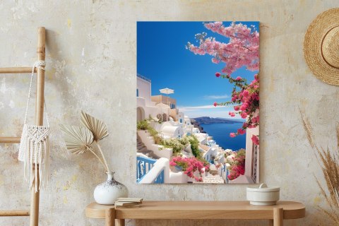 Plakat Malowniczy Widok Na Santorini Z Błękitnym Morzem