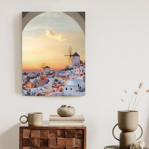 Plakat Oia Na Santorini O Zachodzie Słońca