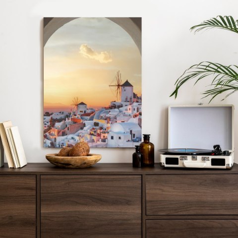 Plakat Oia Na Santorini O Zachodzie Słońca