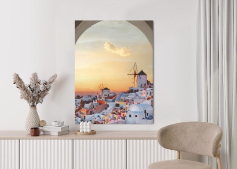 Plakat Oia Na Santorini O Zachodzie Słońca