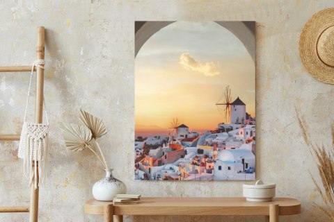 Plakat Oia Na Santorini O Zachodzie Słońca