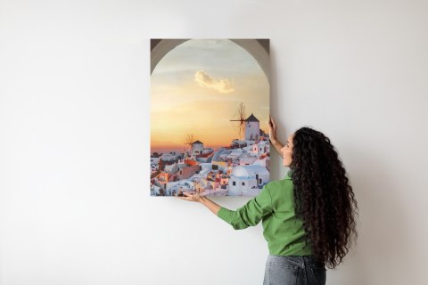 Plakat Oia Na Santorini O Zachodzie Słońca