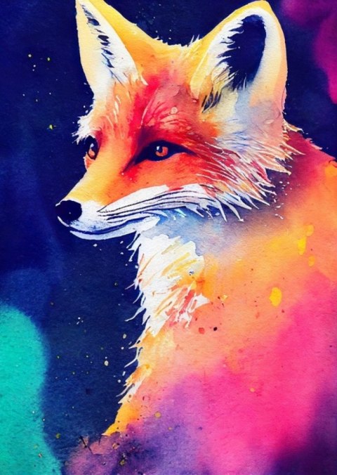 Plakat Portrait Of Wild Fox Watercolor, Wallpaper Painting, Animal
