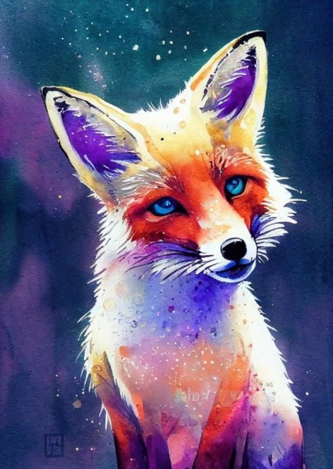 Plakat Portrait Of Wild Fox Watercolor, Wallpaper Painting, Animal