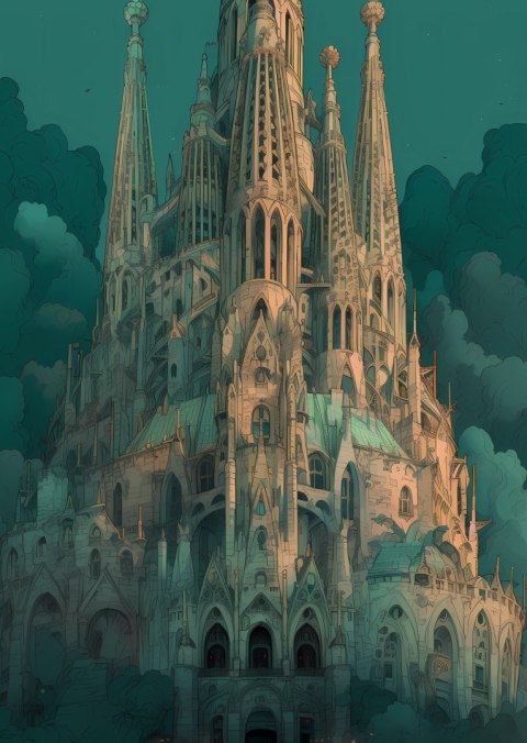 Plakat Sagrada Familia Secesyjny Kościół W Barcelonie