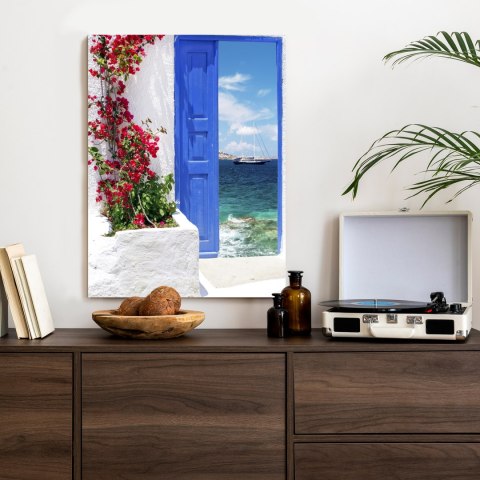 Plakat Tradycyjne Greckie Drzwi Z Widokiem Na Morze