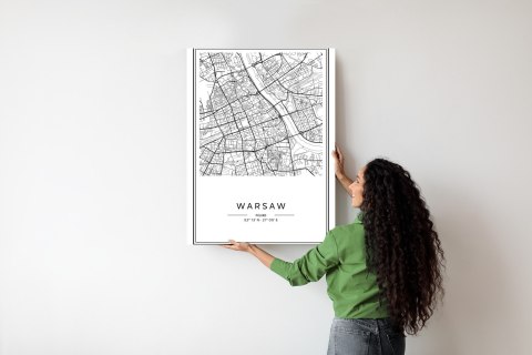 Plakat Warszawa Czarno Biała Mapa