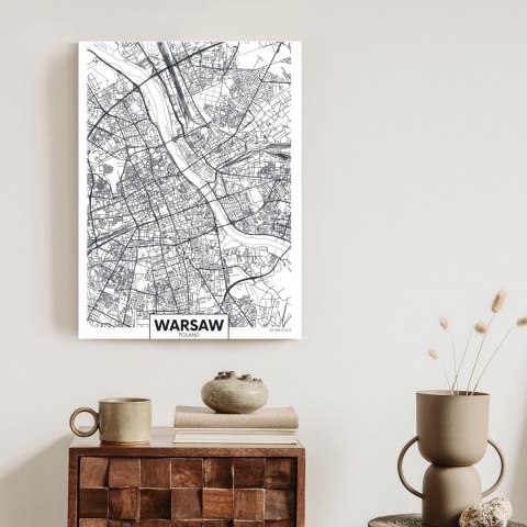 Plakat Warszawa Czarno Biała Szczegółowa Mapa Miasta