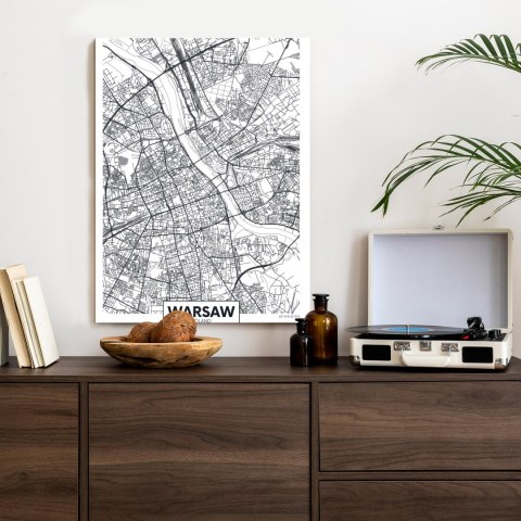 Plakat Warszawa Czarno Biała Szczegółowa Mapa Miasta