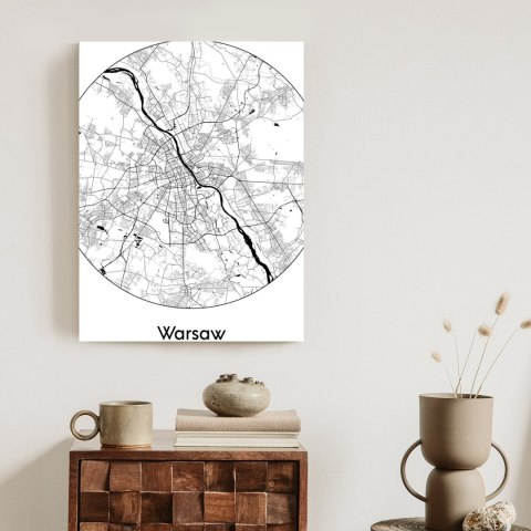 Plakat Warszawa Minimalistyczna Mapa W Kole