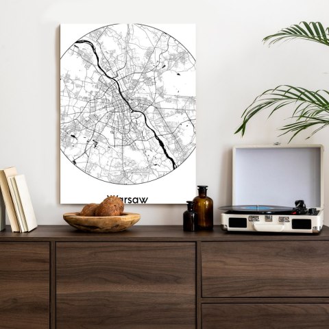 Plakat Warszawa Minimalistyczna Mapa W Kole