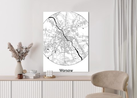 Plakat Warszawa Minimalistyczna Mapa W Kole