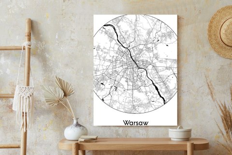 Plakat Warszawa Minimalistyczna Mapa W Kole