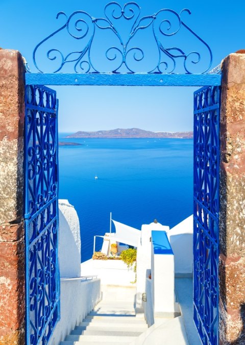 Plakat Widok Na Błękitne Morze Malownicze Santorini