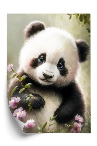 Plakat Bajkowa Panda W Kwiatkach