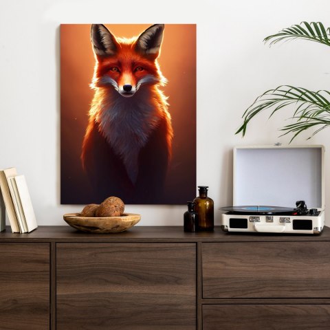 Plakat Colorful Vibrant Fox Portrait. Digital Art.