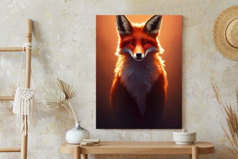 Plakat Colorful Vibrant Fox Portrait. Digital Art.